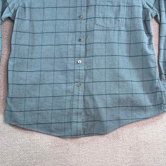 L.L. Bean Women's Large Cotton Button Front Shirt Blue Grid Windowpane - Picture 3 of 11